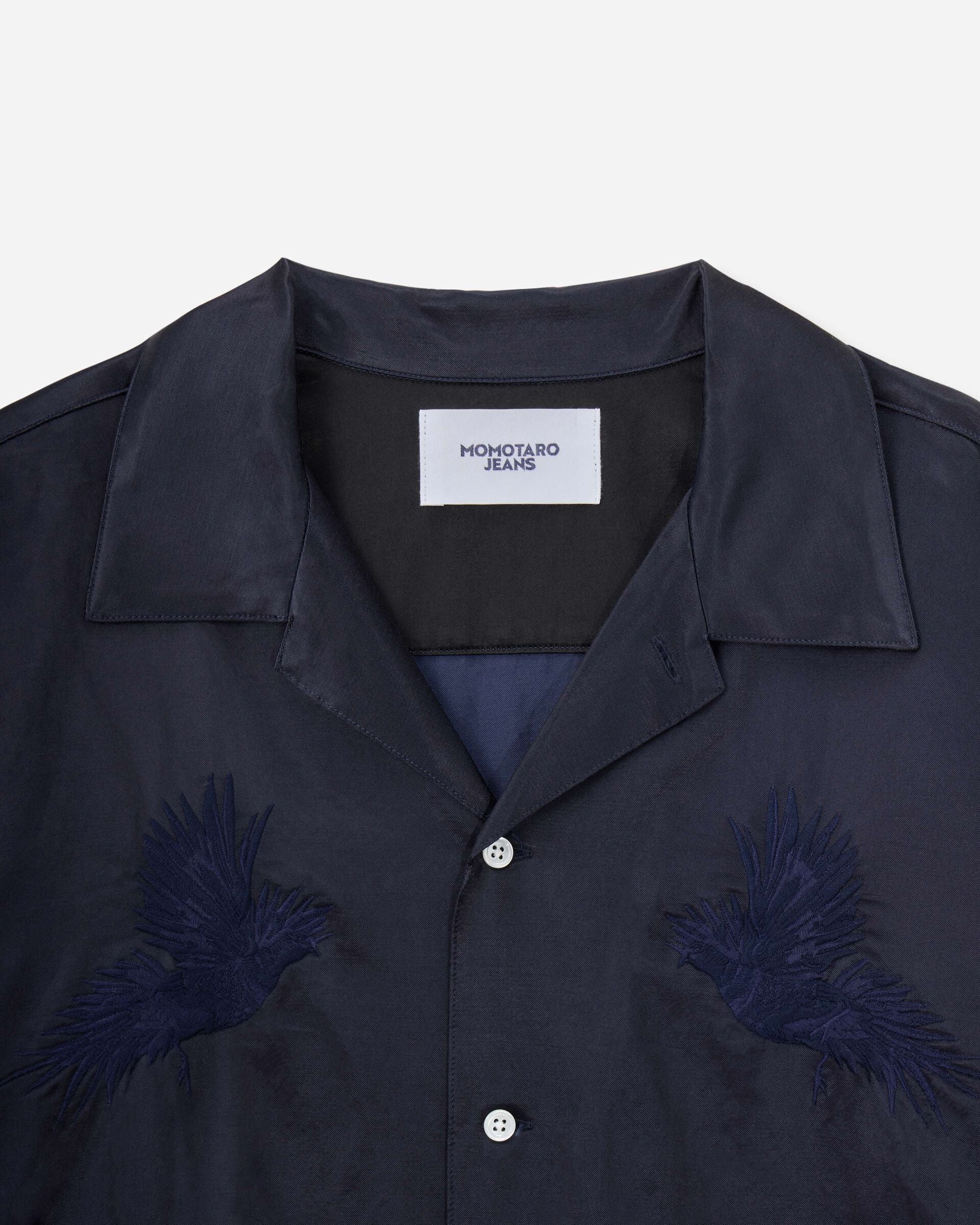 MMLS6007 SATIN SOUVENIR L/S SHIRT - NAVY