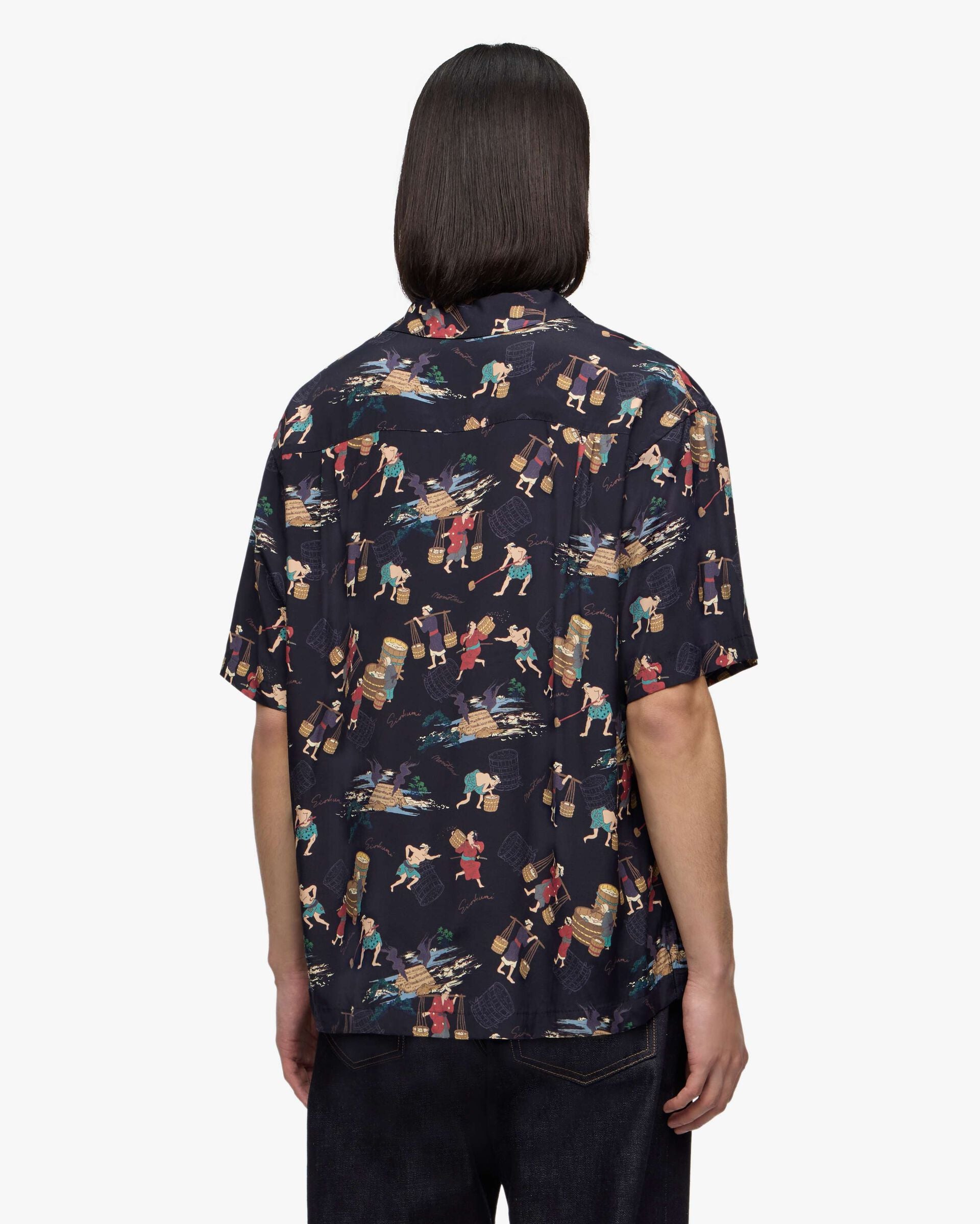 MMSS6005 RAYON S/S SHIRT - BLACK