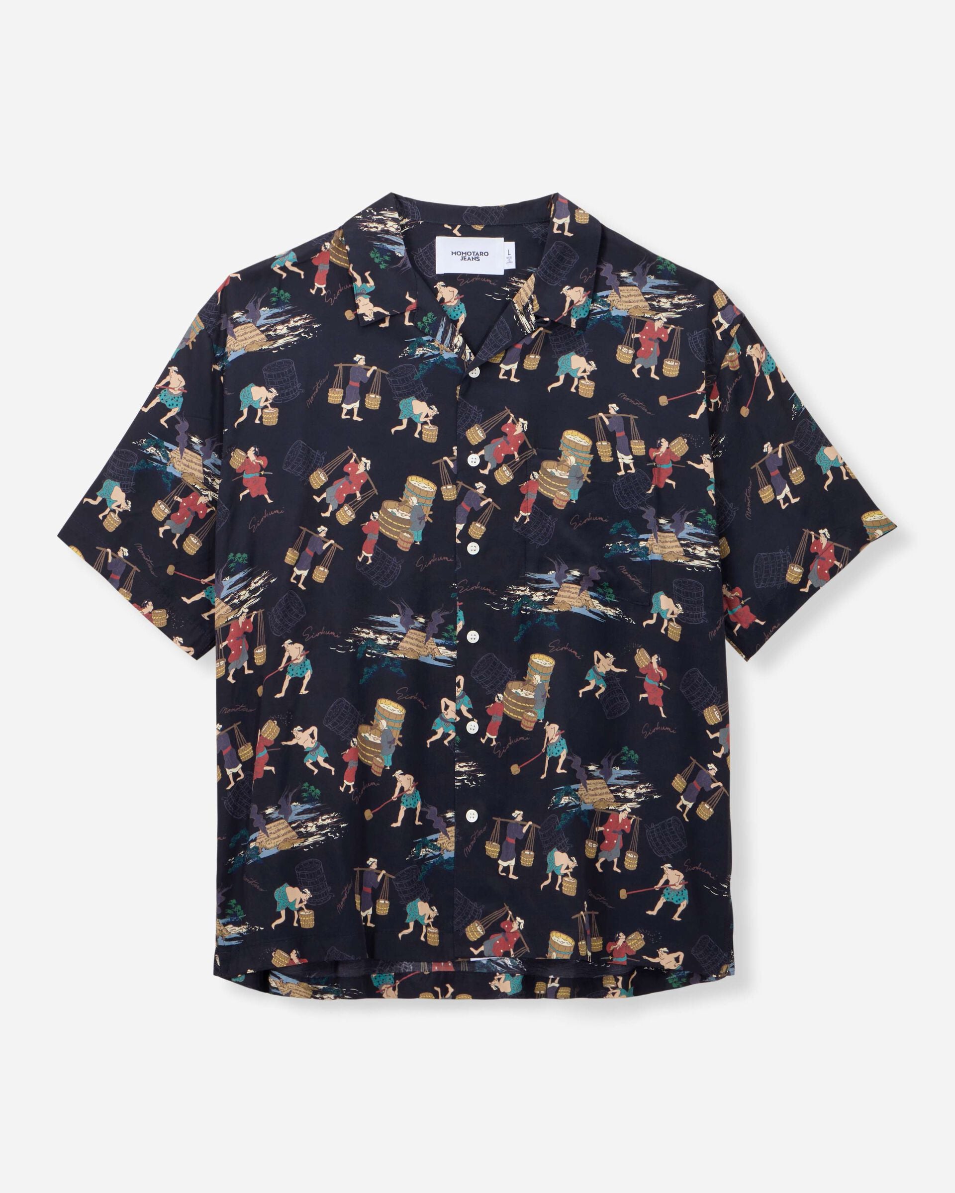 MMSS6005 RAYON S/S SHIRT - BLACK