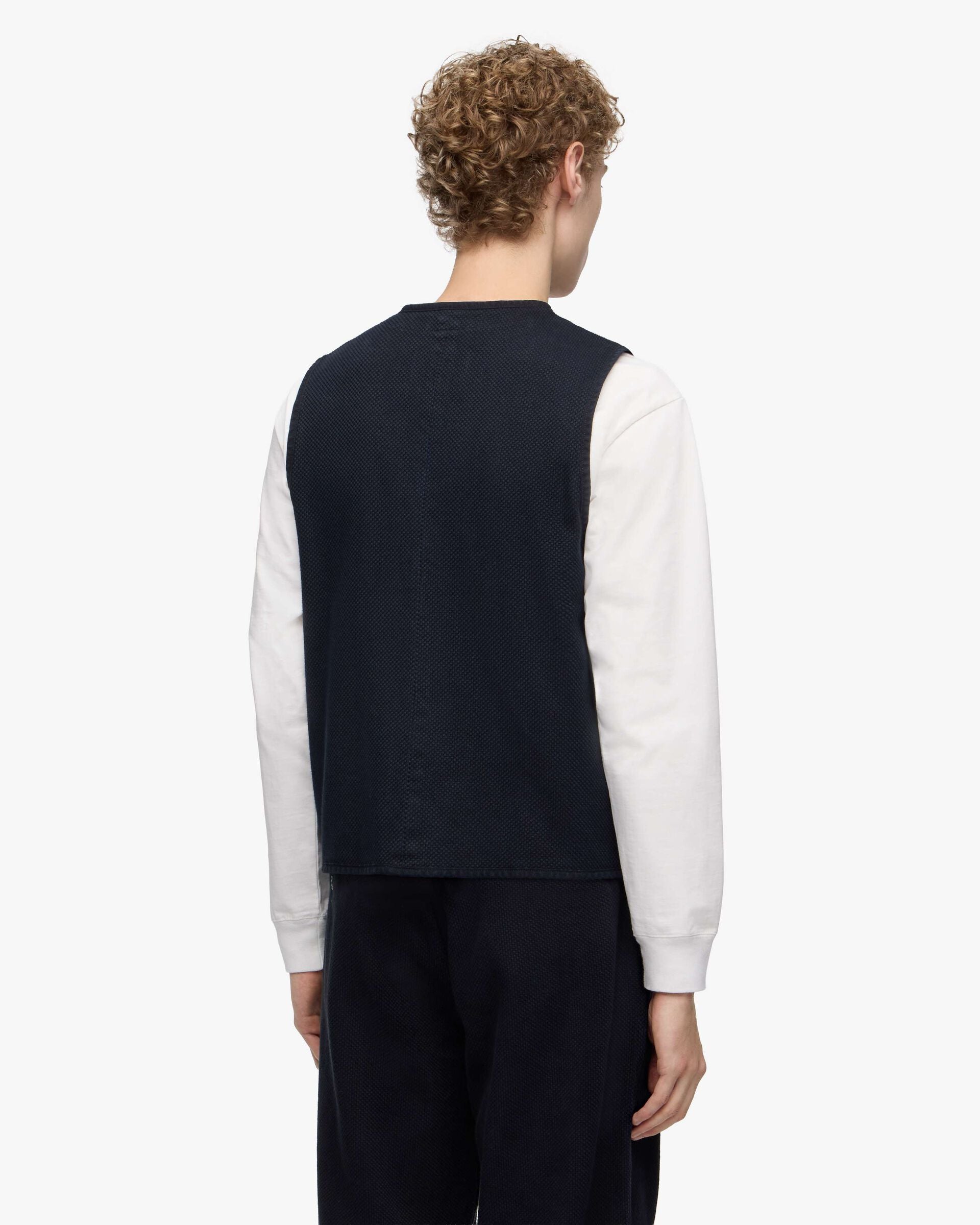 MMVE6000 SASHIKO VEST-OVERDYE - INDIGO