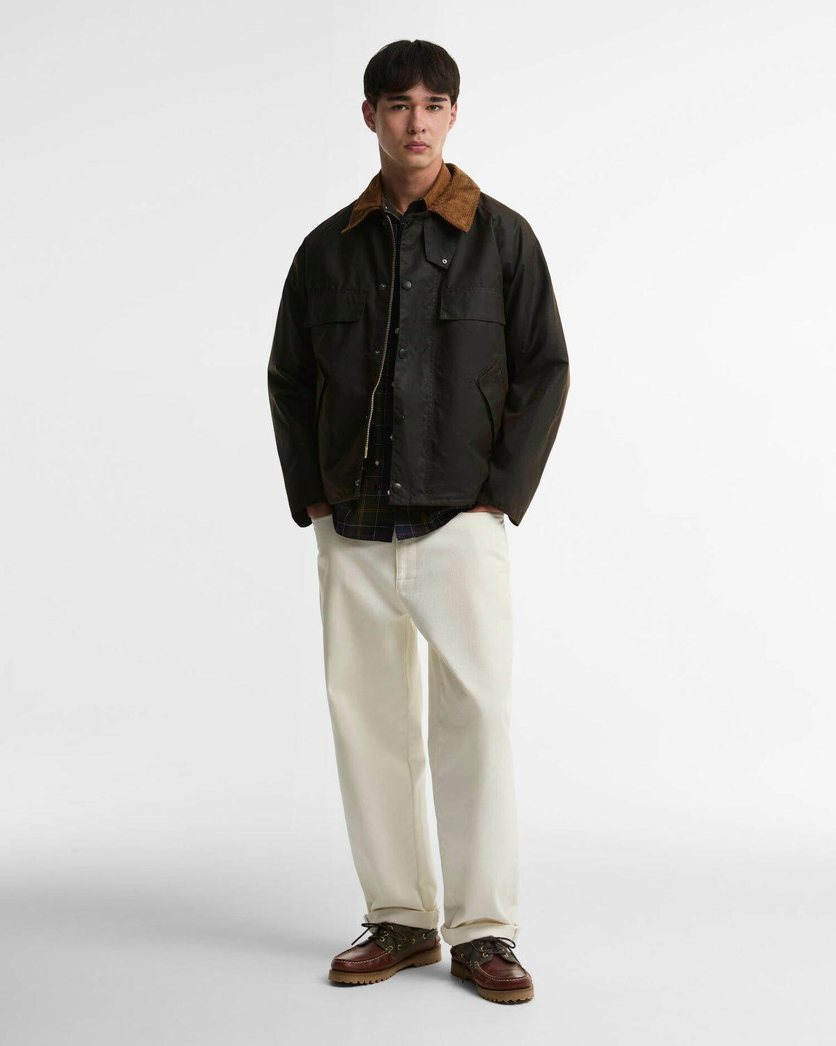 FOUR POCKET TRANSPORT WAX JACKET - DARK BROWN