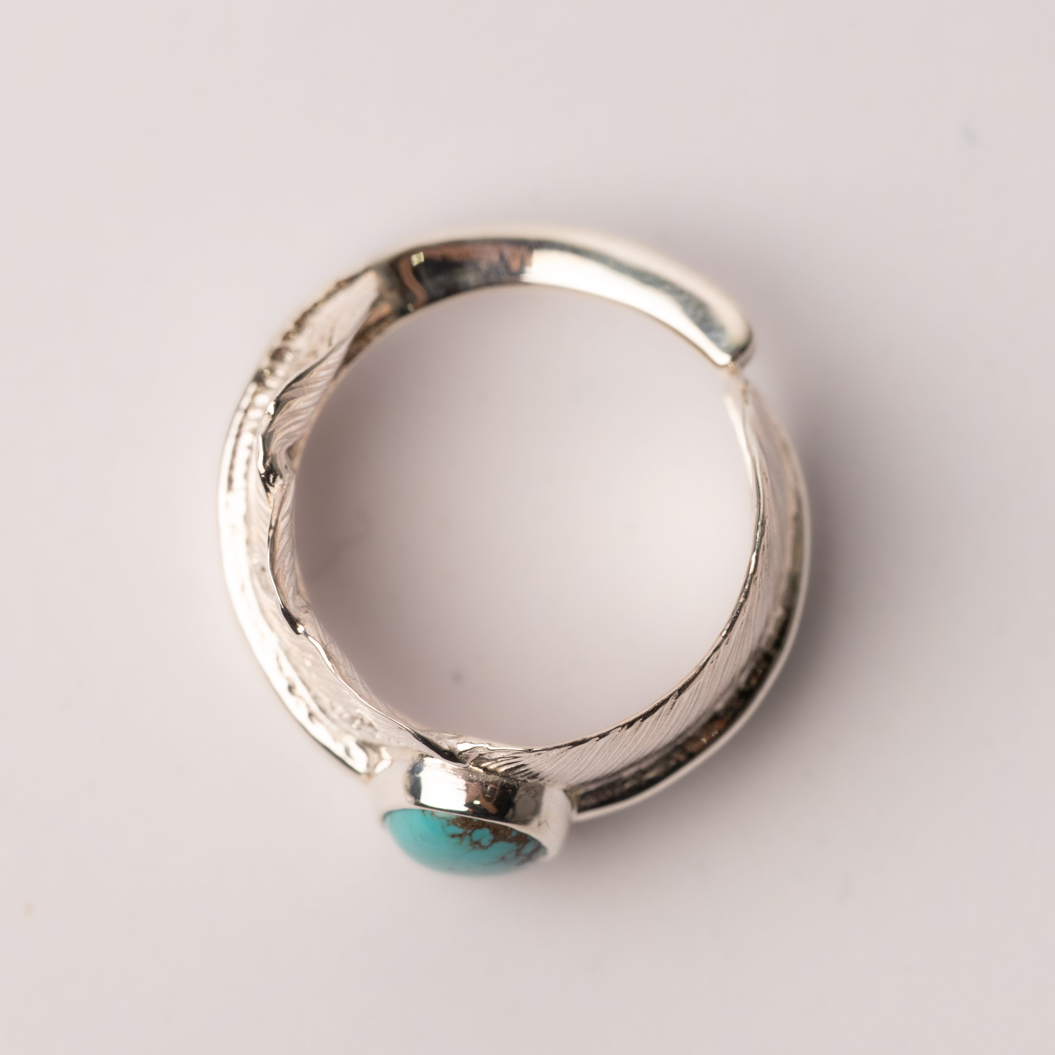 R-016 Feather ring with turquoise (L)