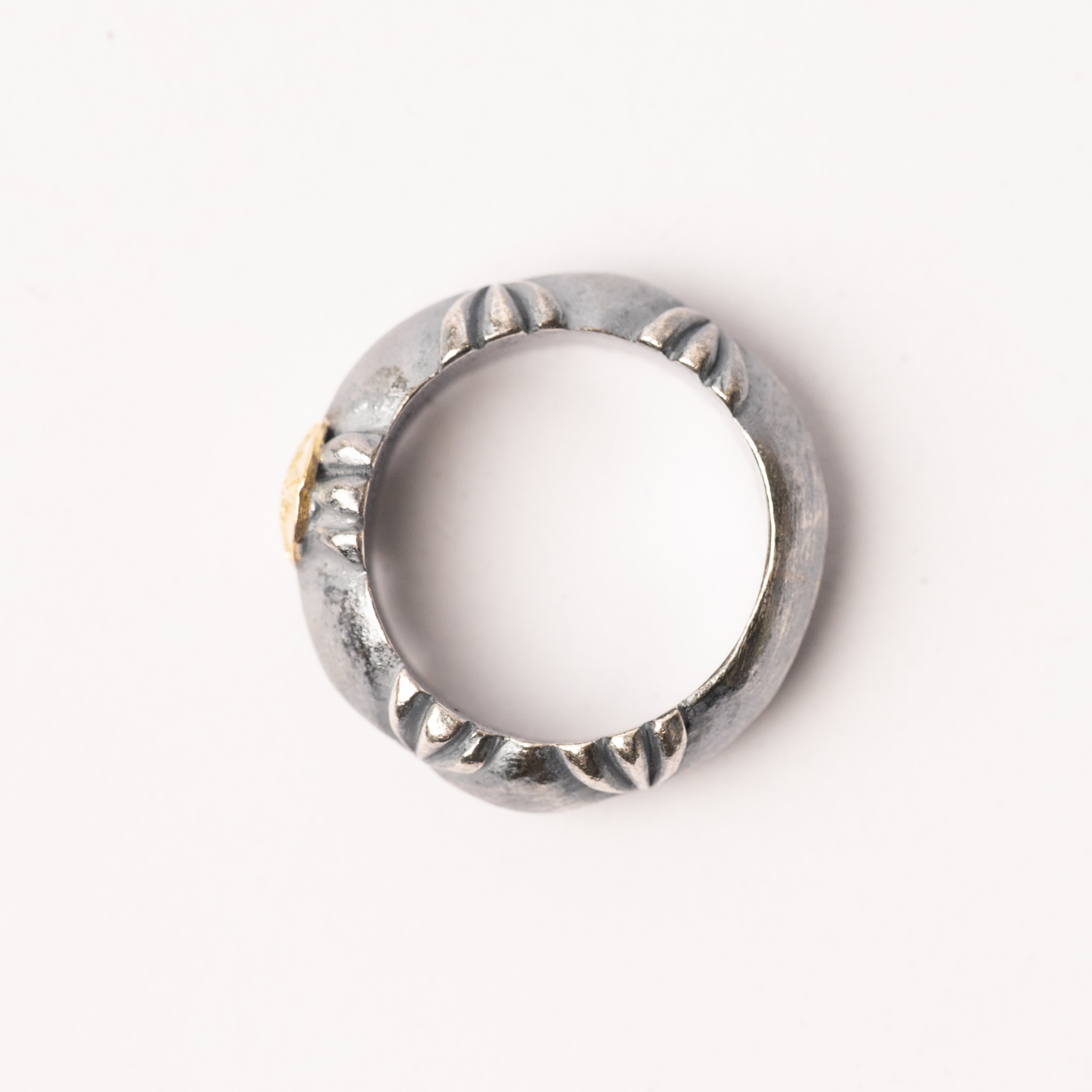 R-229 Butterfly Sandcast Plain Ring B with K18