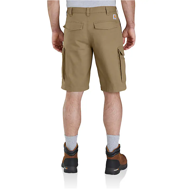 RUGGED FLEX® RELAXED FIT CANVAS CARGO WORK SHORT - DARK KHAKI