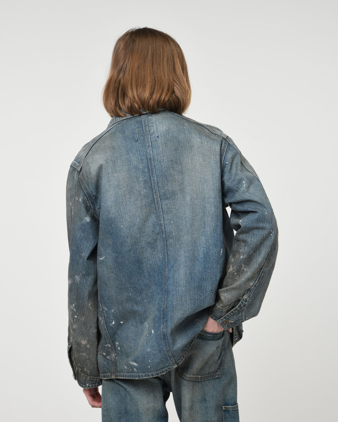 PAINT-STAINED ENGINEER'S COVERALL - AGED INDIGO