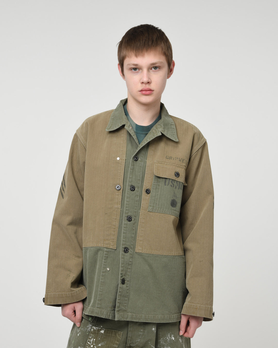 USMC M44 HBT TWO-TONE JACKET AGED - AGED OD TWO-TONE