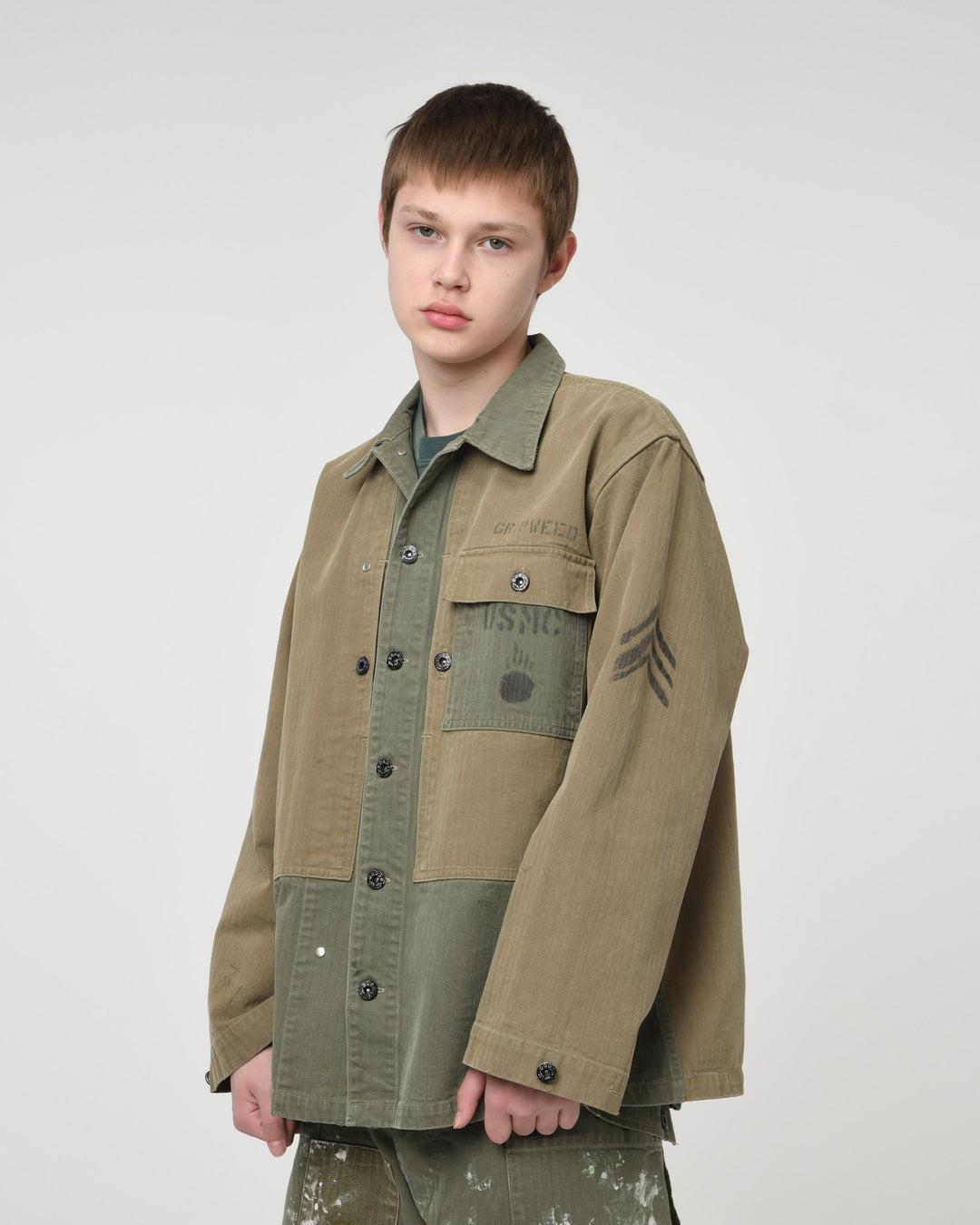 USMC M44 HBT TWO-TONE JACKET AGED - AGED OD TWO-TONE