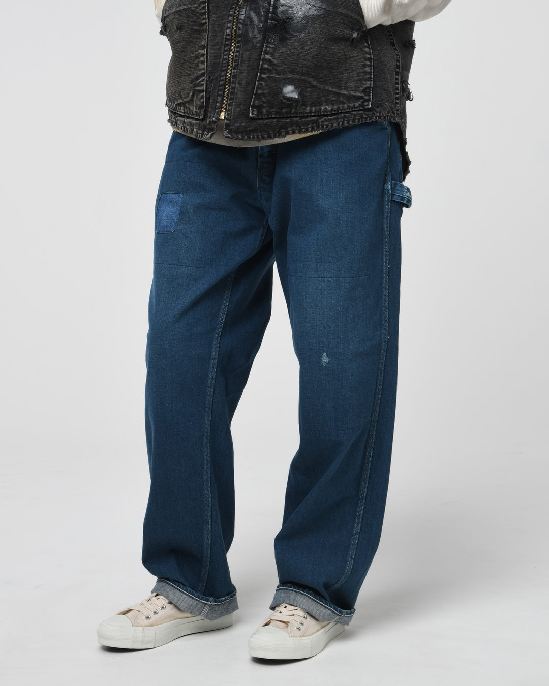 REPAIRED INDIGO PAINTER PANTS - AGED INDIGO