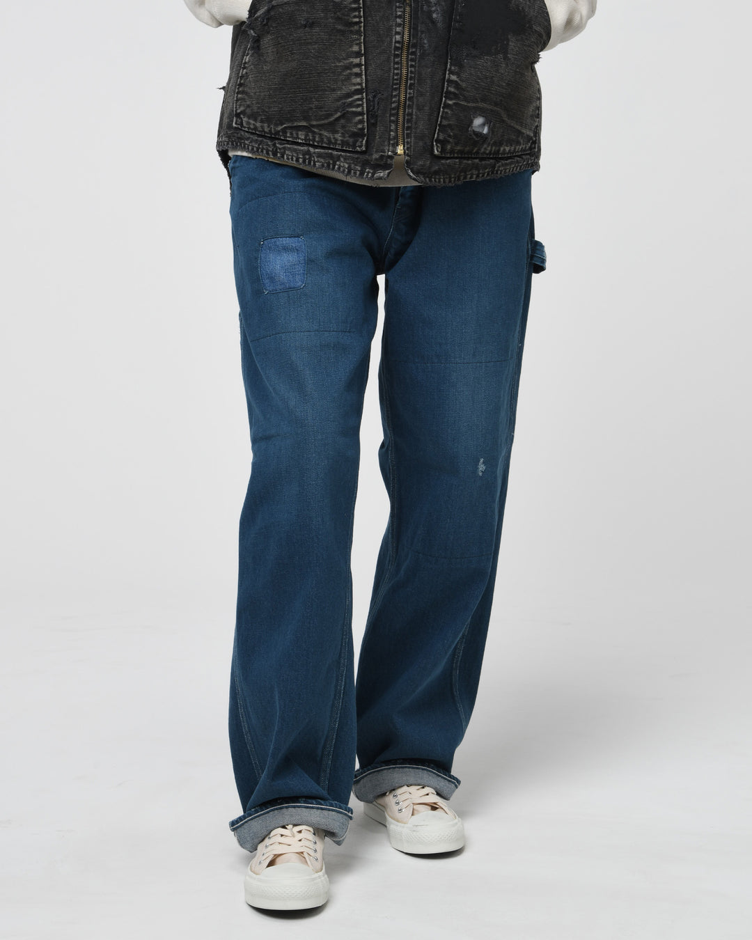 REPAIRED INDIGO PAINTER PANTS - AGED INDIGO