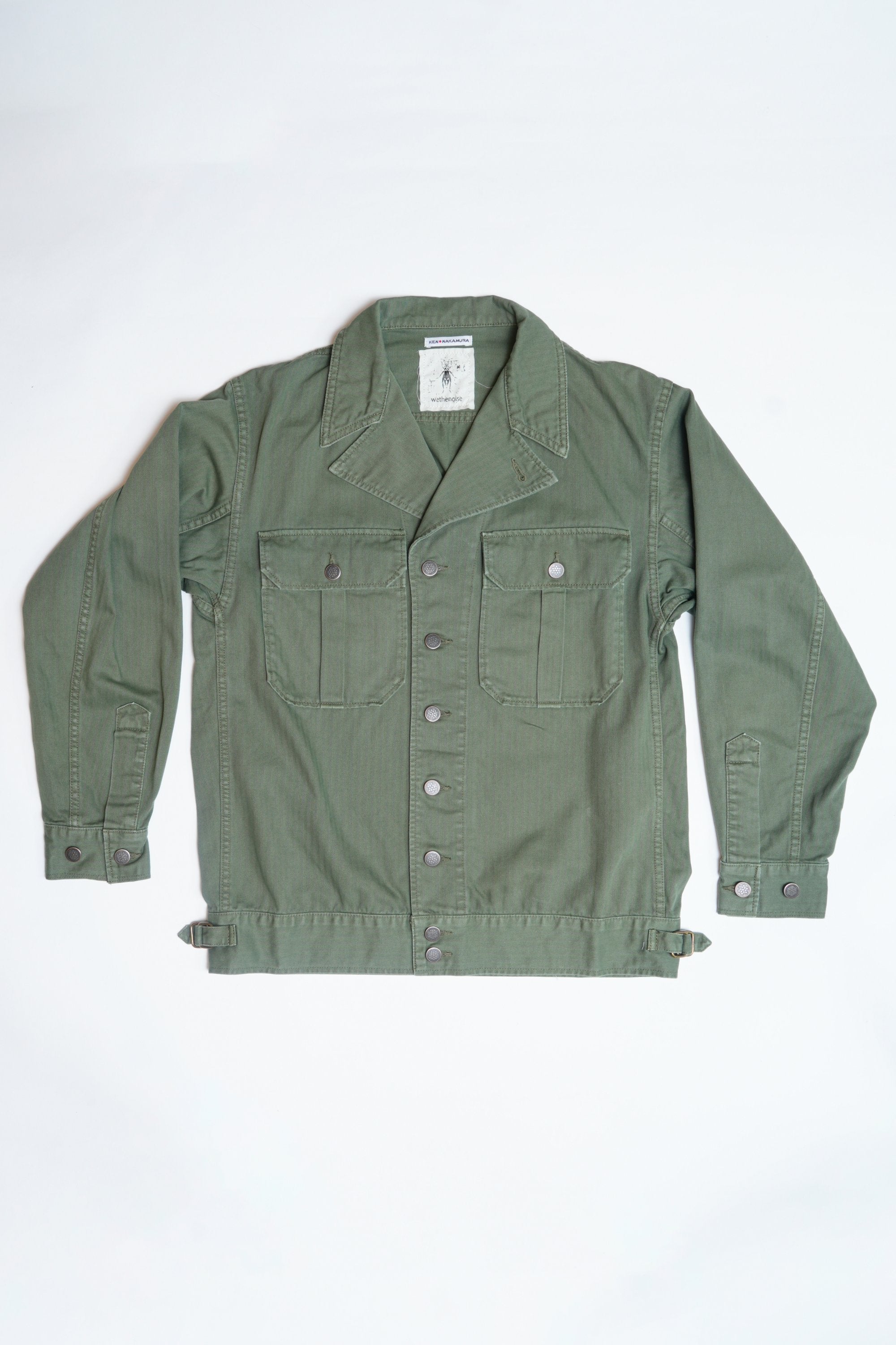 COTTON HBT WW2 US 1ST PATTERN JACKET WITH STENCIL - GREEN