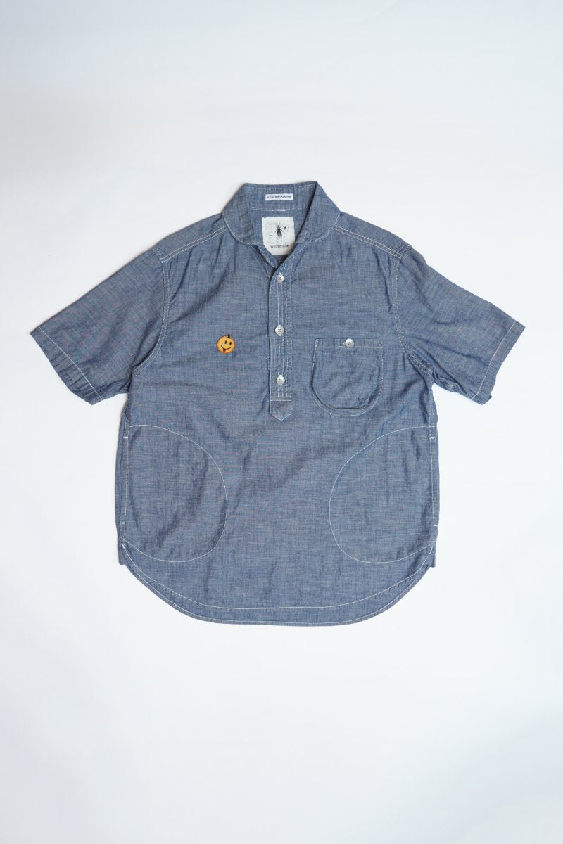 LIGHT CHAMBRAY FRENCH STYLE SHAWL COLLAR P/O SHIRT TYPE2 - CHAMBRAY