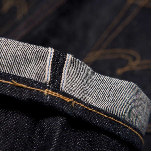 SD-102-CB 15oz loose straight pants with cinch back - INDIGO