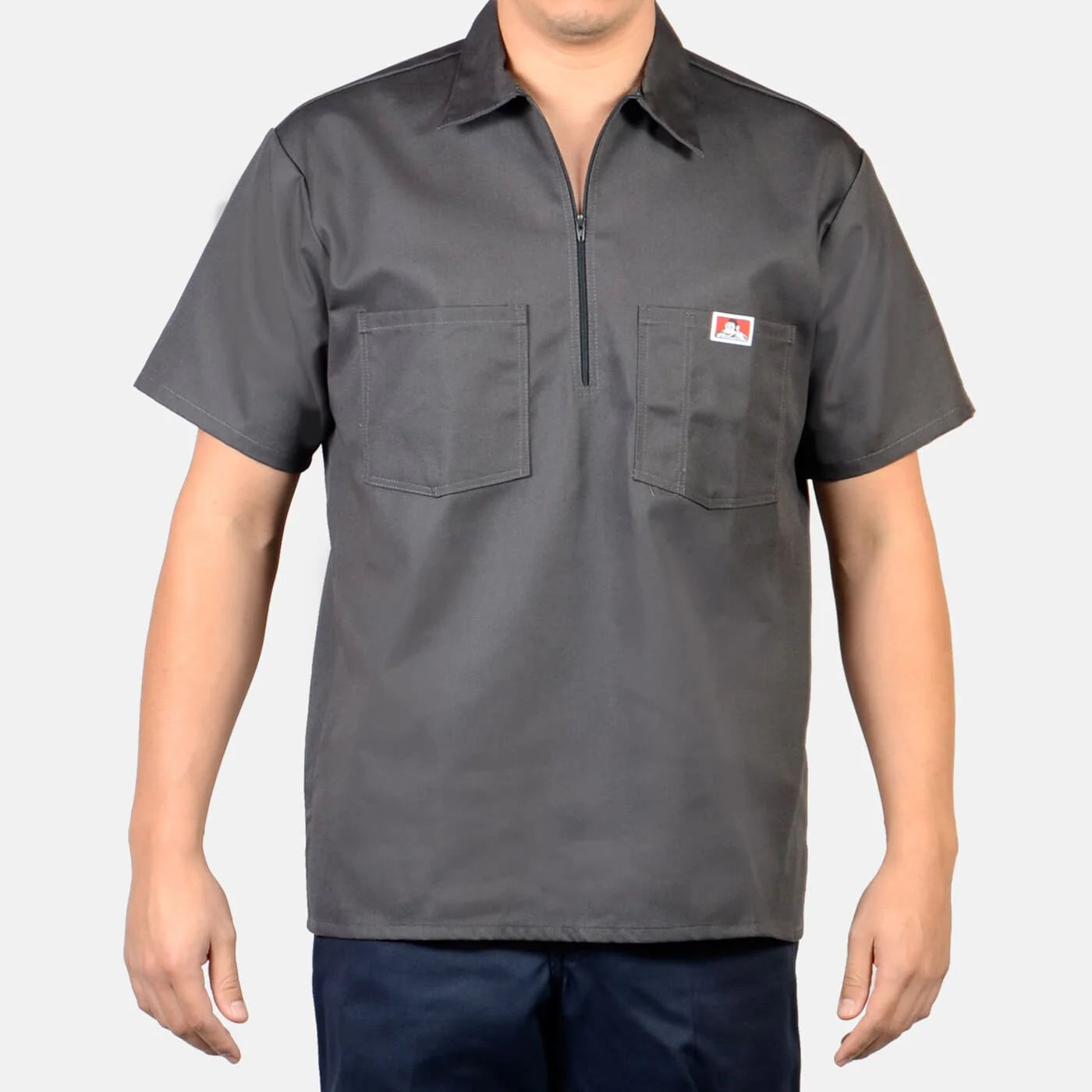 SHORT SLEEVE SOLID 1/2 ZIP - CHARCOAL