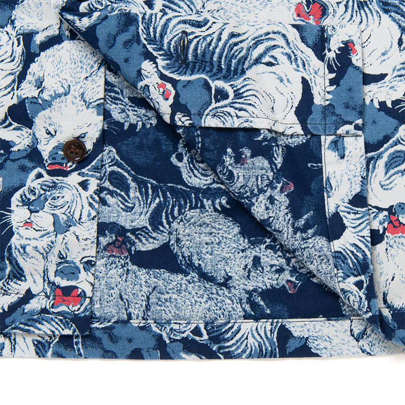 SP-091 45TH INDIGO HUNDRED PIG ALOHA SHIRT - INDIGO