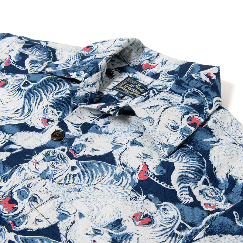 SP-091 45TH INDIGO HUNDRED PIG ALOHA SHIRT - INDIGO