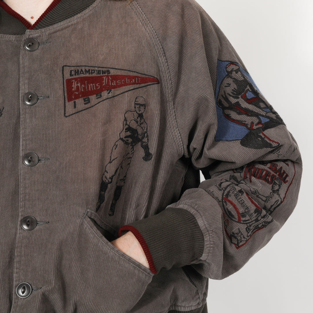 VARSITY LETTERMAN JACKET - CHARCOAL
