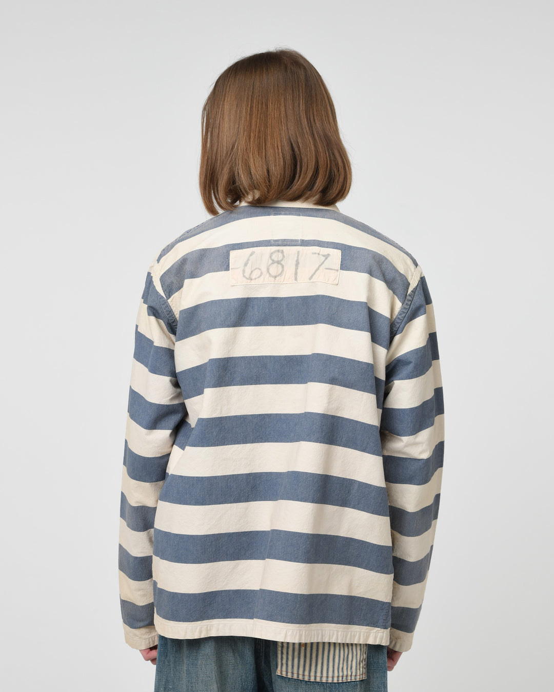 BLUE STRIPE PRISON JACKET AGED - AGED L.BLUExO.WHITE
