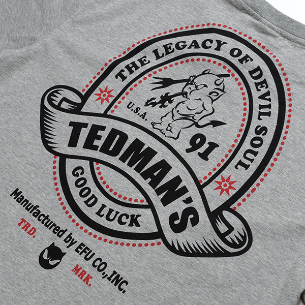 TDSS-581 RETRO LABEL-STYLE DESIGN T-SHIRT - ASH
