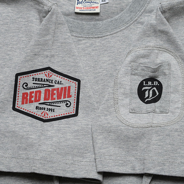 TDSS-581 RETRO LABEL-STYLE DESIGN T-SHIRT - ASH