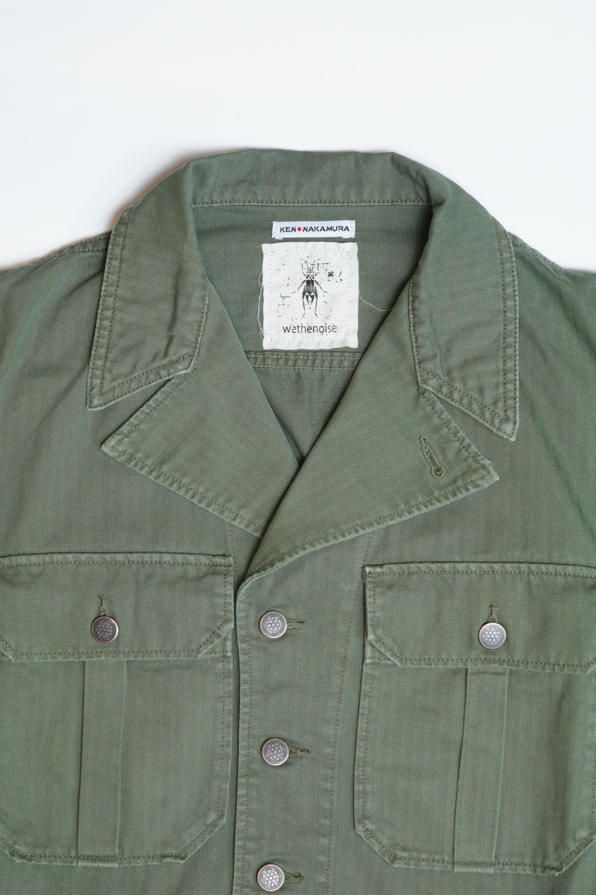 COTTON HBT WW2 US 1ST PATTERN JACKET WITH STENCIL - GREEN