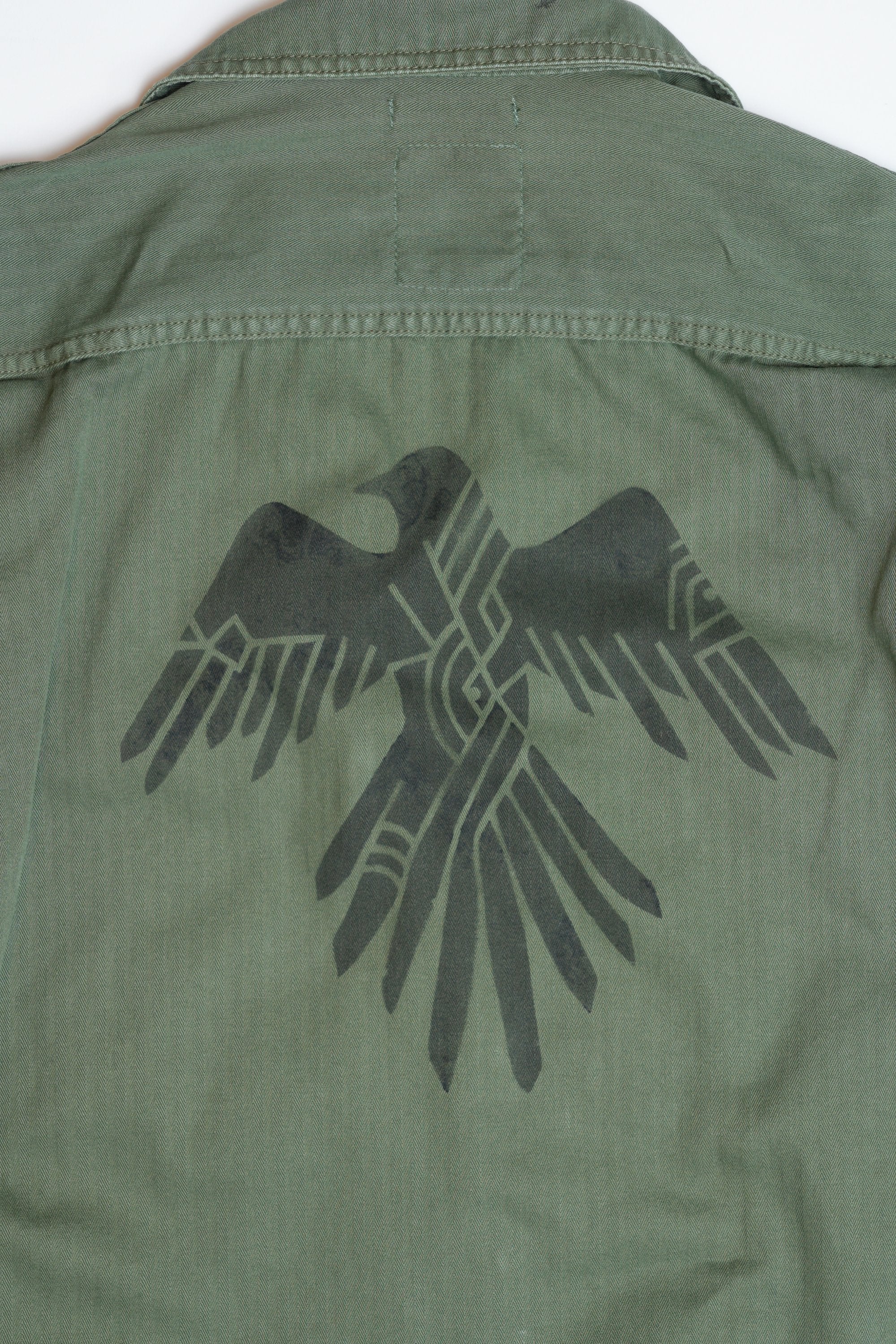 COTTON HBT WW2 US 1ST PATTERN JACKET WITH STENCIL - GREEN