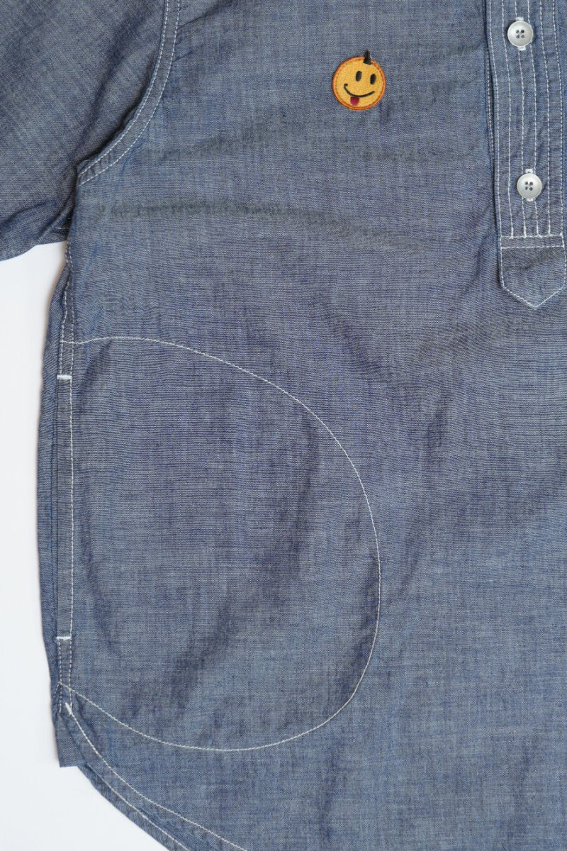 LIGHT CHAMBRAY FRENCH STYLE SHAWL COLLAR P/O SHIRT TYPE2 - CHAMBRAY