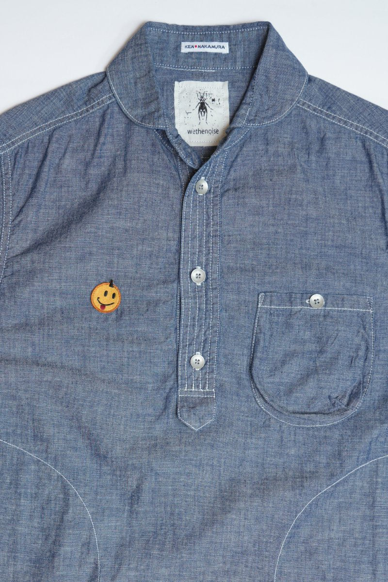 LIGHT CHAMBRAY FRENCH STYLE SHAWL COLLAR P/O SHIRT TYPE2 - CHAMBRAY