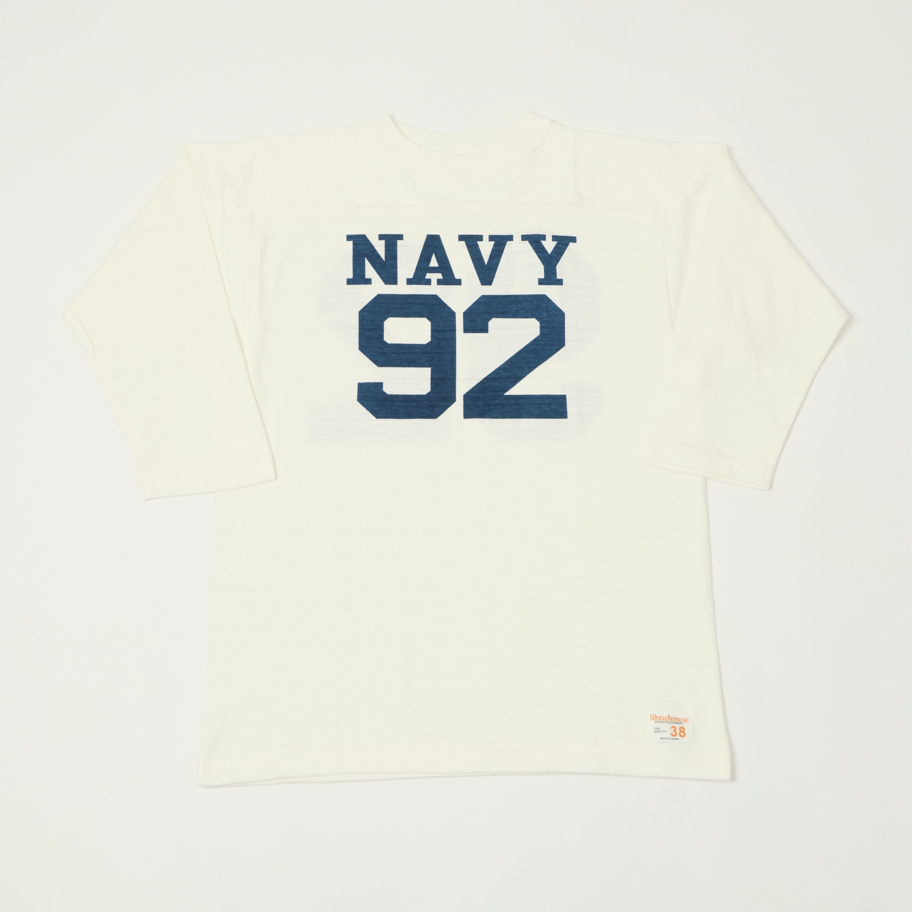 4063 3/4 SLEEVE FOOTBALL TEE NAVY 92 - OFF WHITE