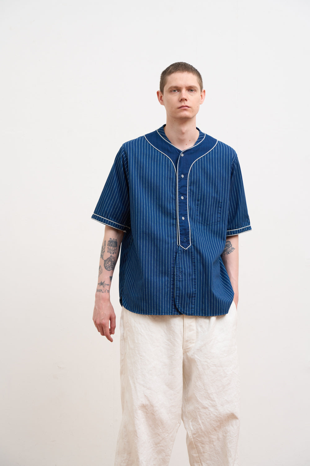 BASEBALL SH S/S - COTTON WABASH - INDIGO