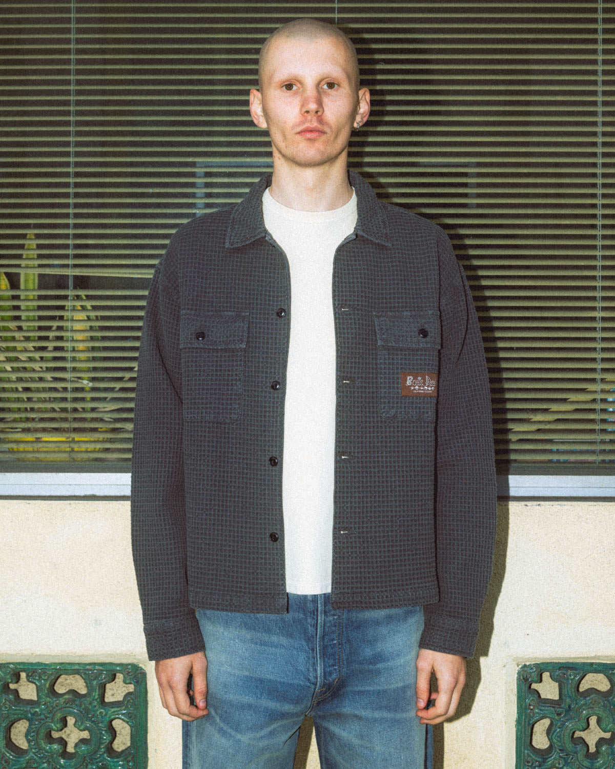 Waffle Button Front Shirt - Clay