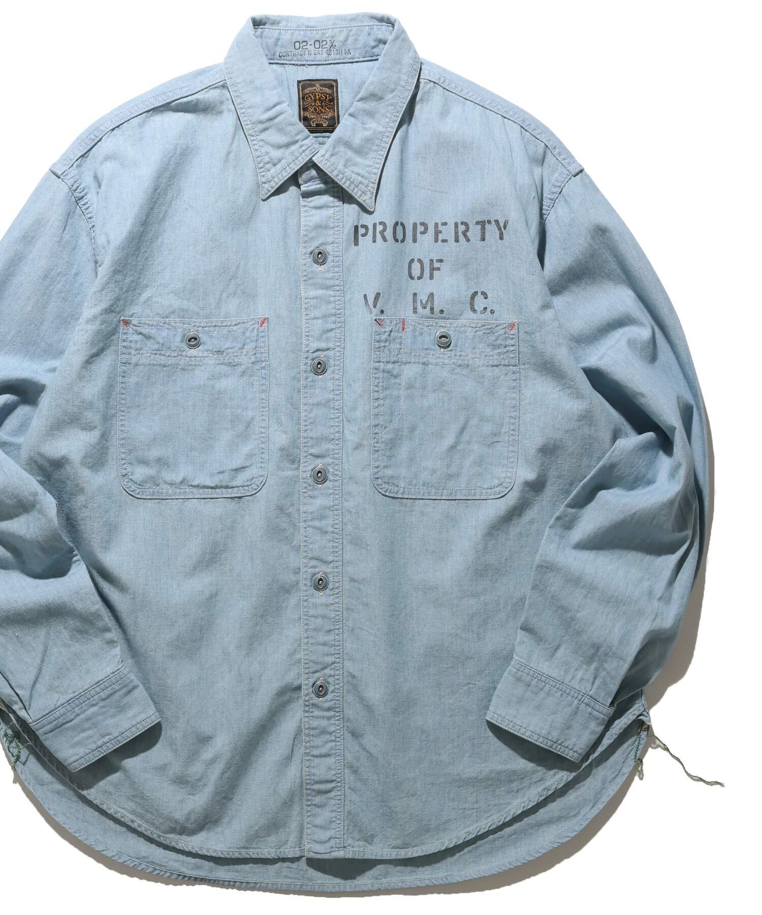 GS2529920A 5OZ CHAMBRAY WORK L/S(USED) - BLUE2