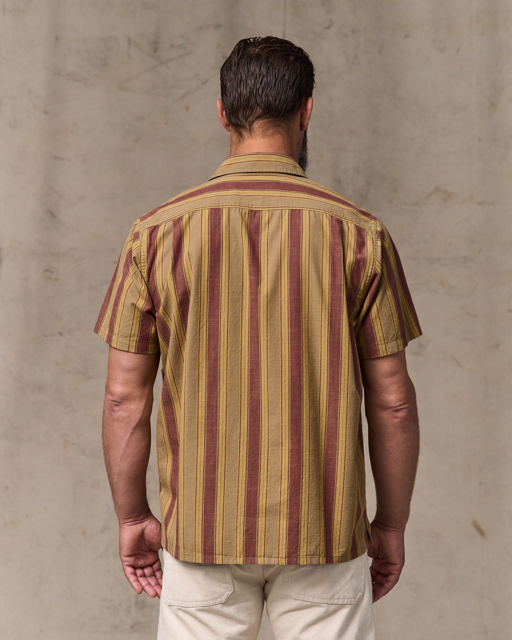 CHAMBRAY CAMP SHIRT - BRICK/TAN