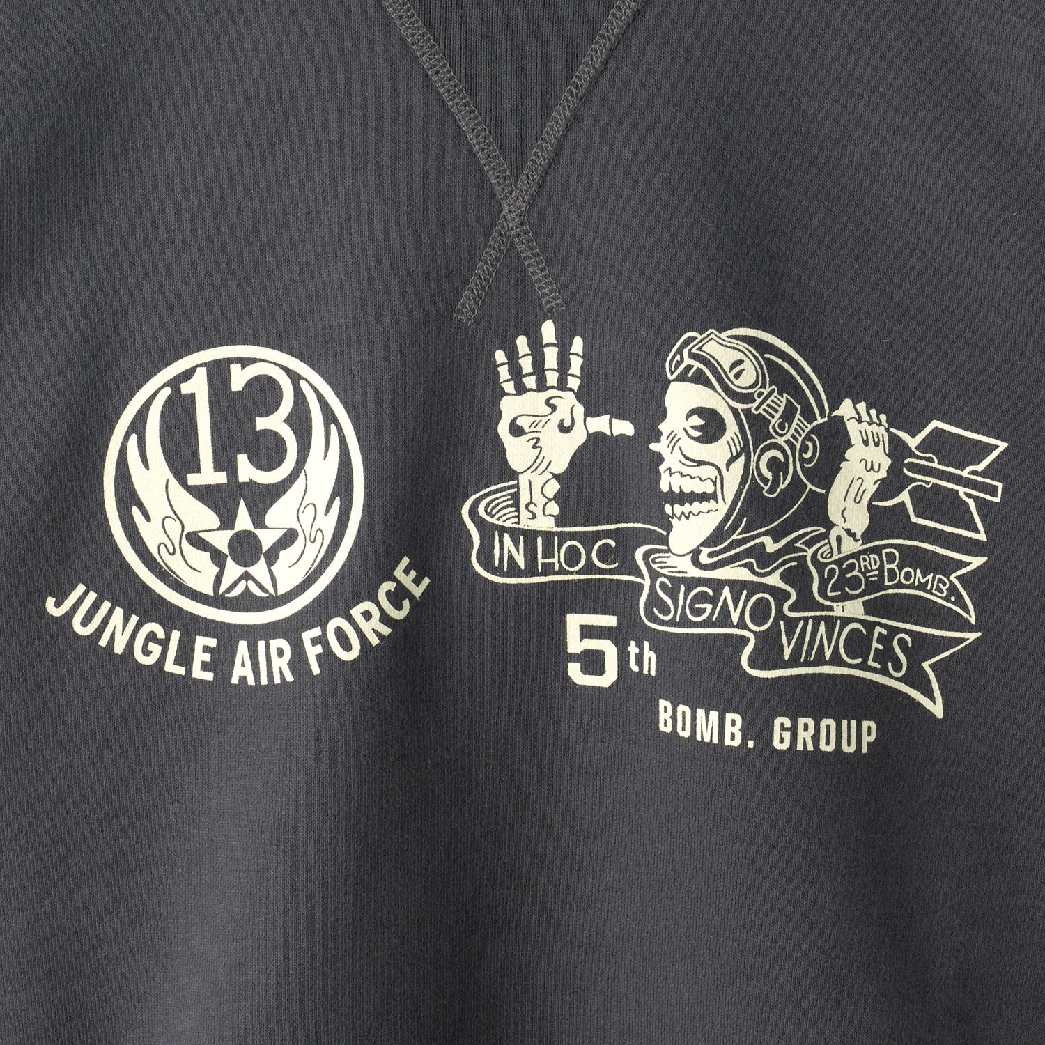 BR69693 Set-In Crew Neck Sweat Shirt 5th Bomb. Group Bomber Barons - BLACK
