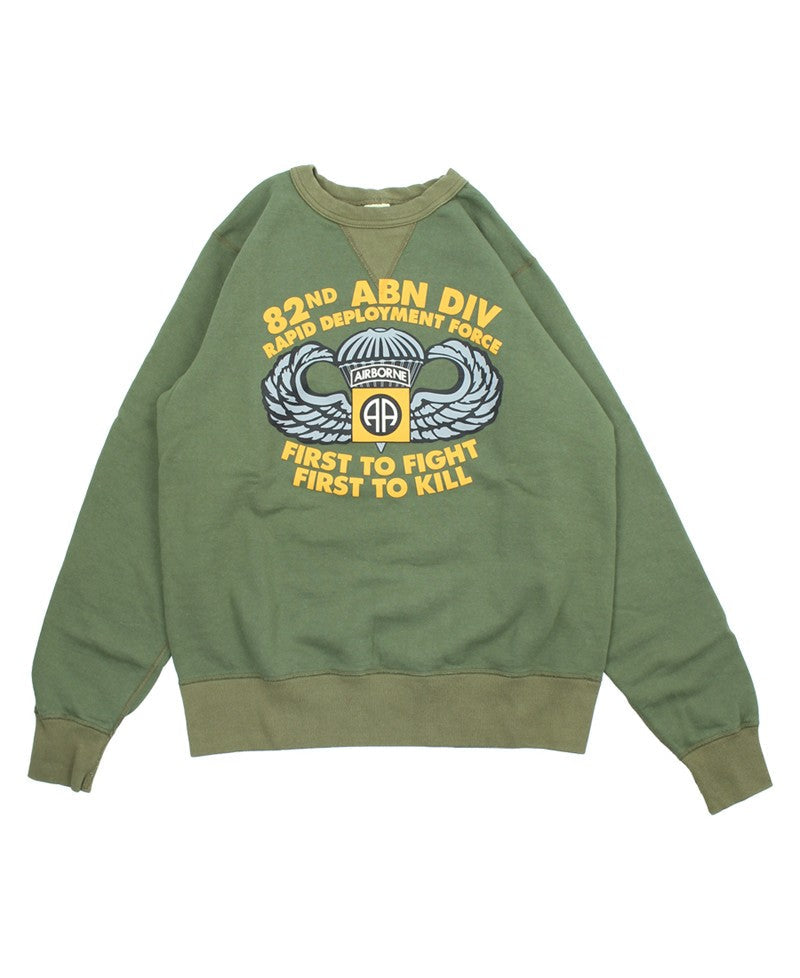 BR69633 SET-IN CREW NECK SWEAT SHIRT 82nd AIRBORNE DIVISION - OLIVE