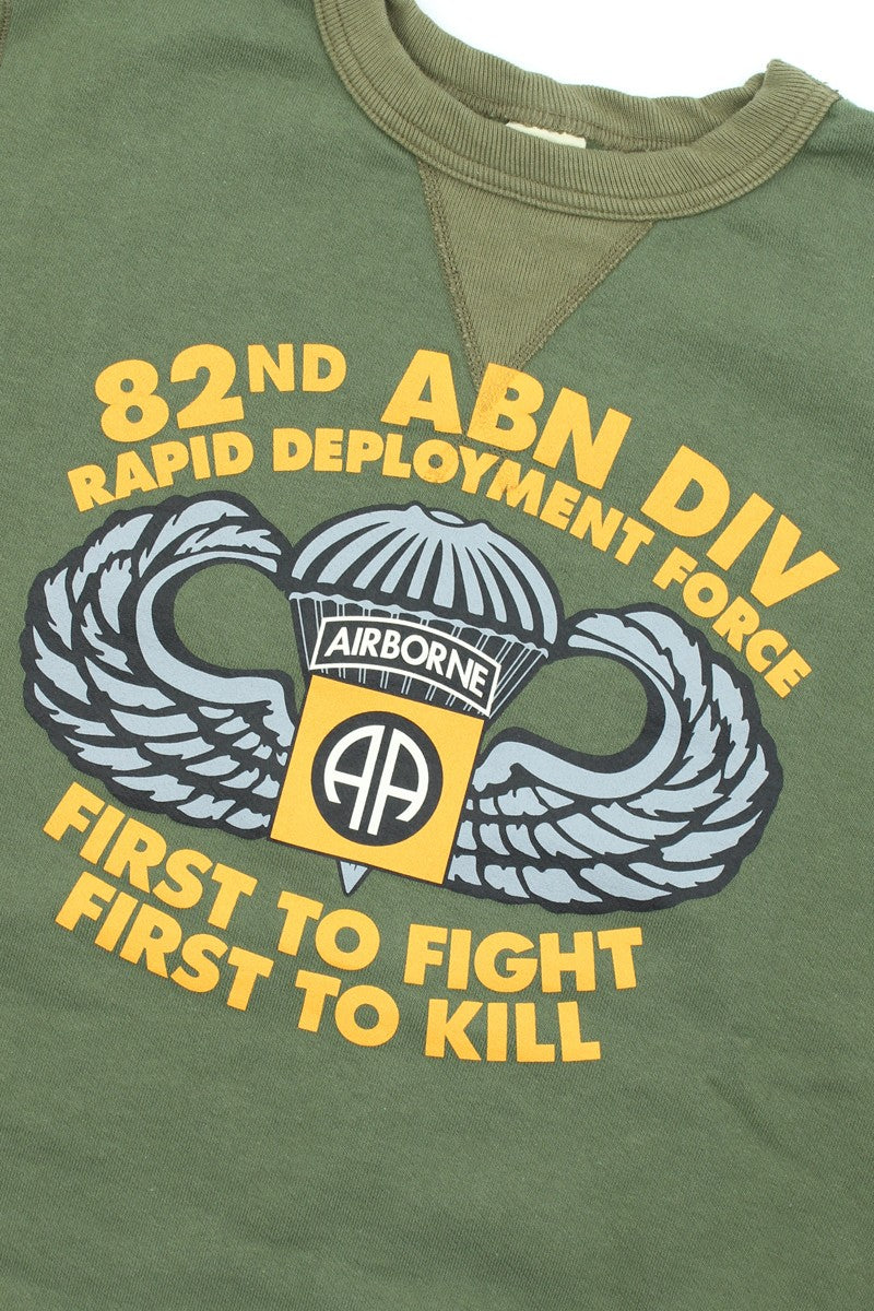 BR69633 SET-IN CREW NECK SWEAT SHIRT 82nd AIRBORNE DIVISION - OLIVE