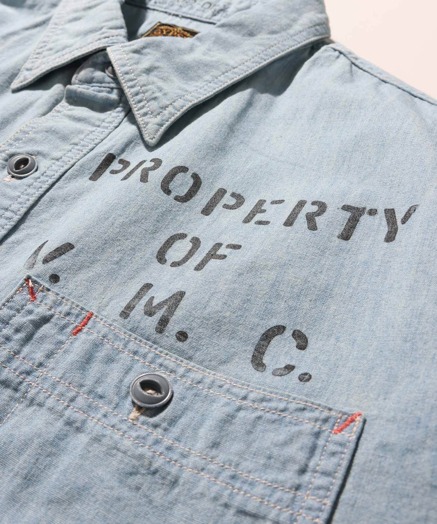 GS2529920A 5OZ CHAMBRAY WORK L/S(USED) - BLUE2