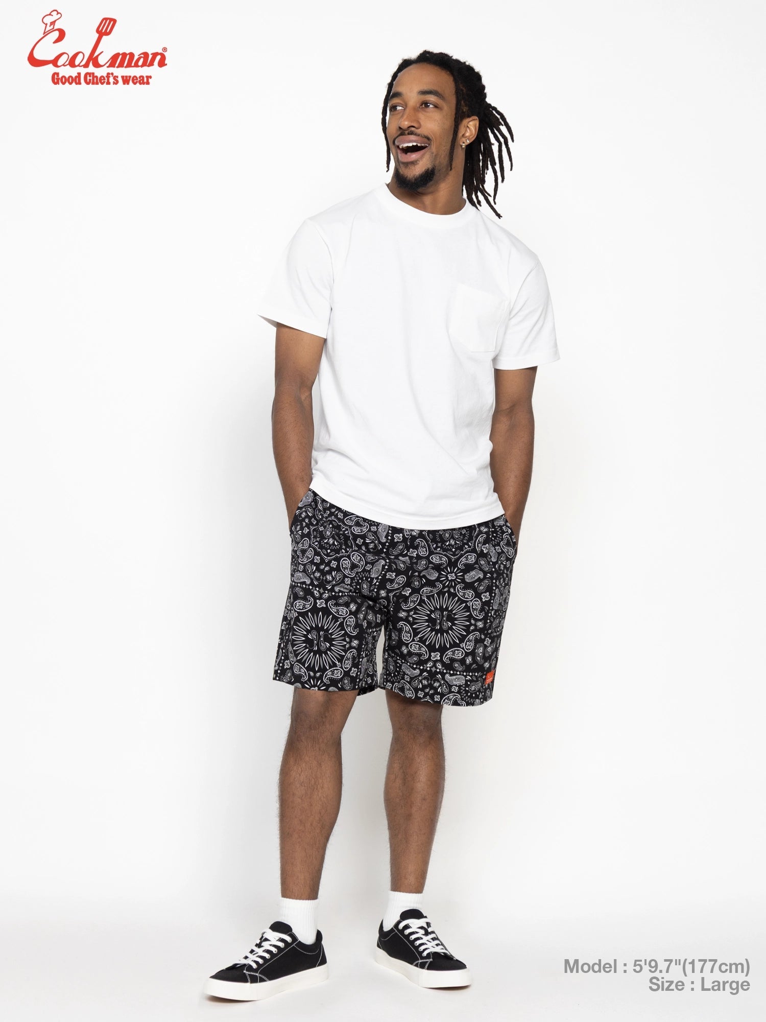 CHEF SHORT PANTS LIGHT PAISLEY - BLACK