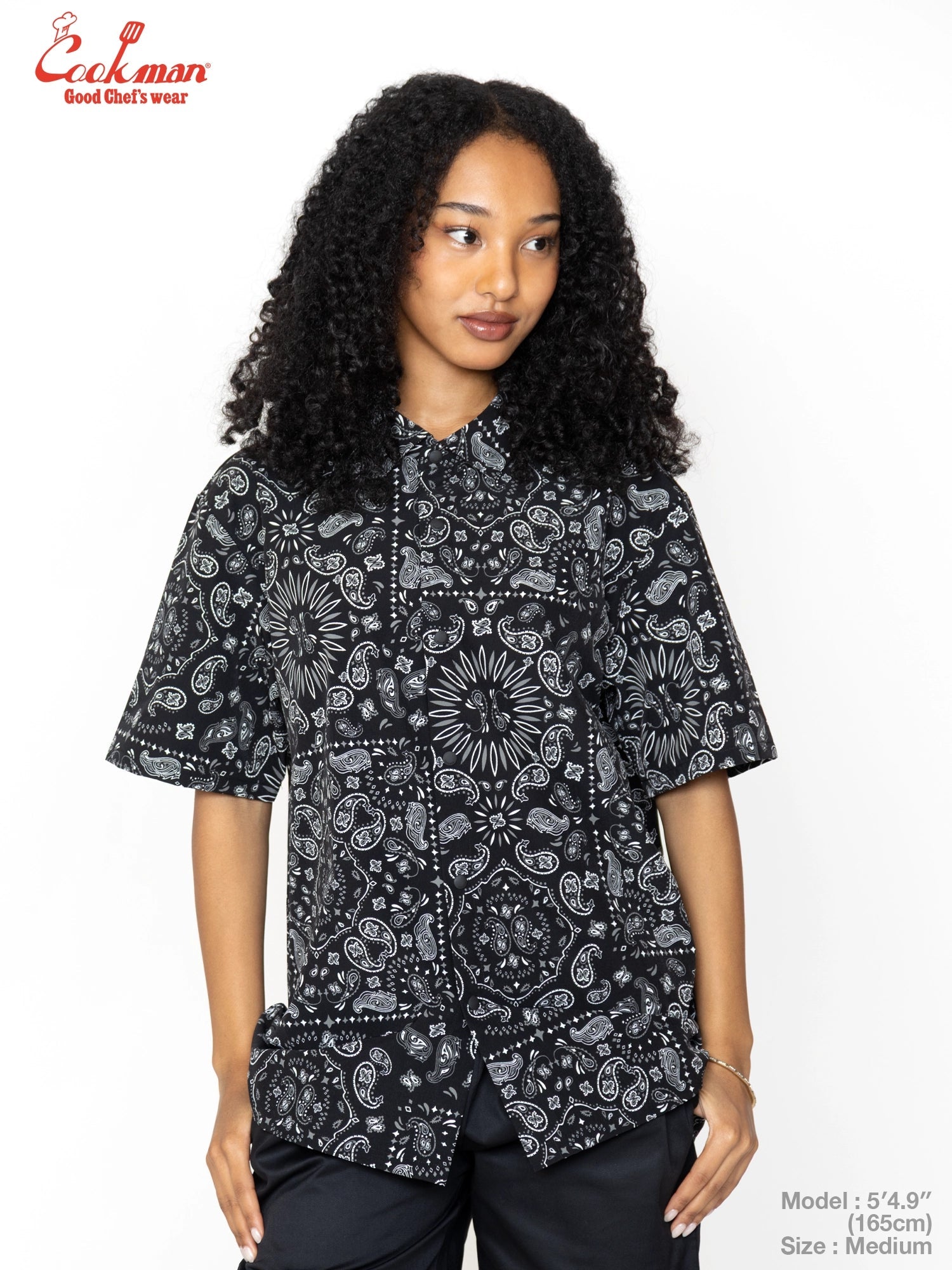 WORK SHIRTS S/S LIGHT PAISLEY - BLACK