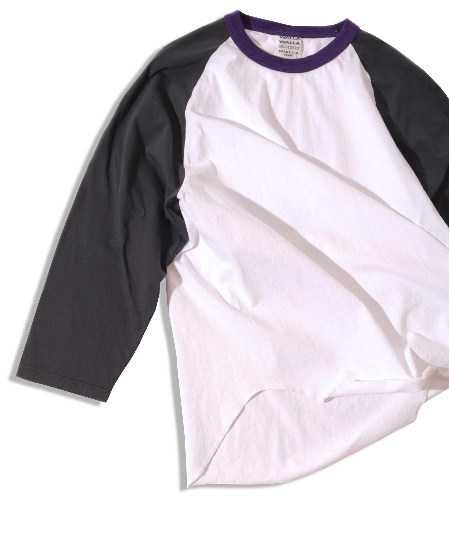 3/4 BASEBALL TEE 3-TONE - CARBON/PURPLE