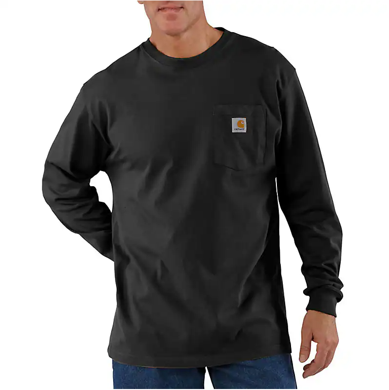 LOOSE FIT HEAVYWEIGHT POCKET TEE L/S - BLACK