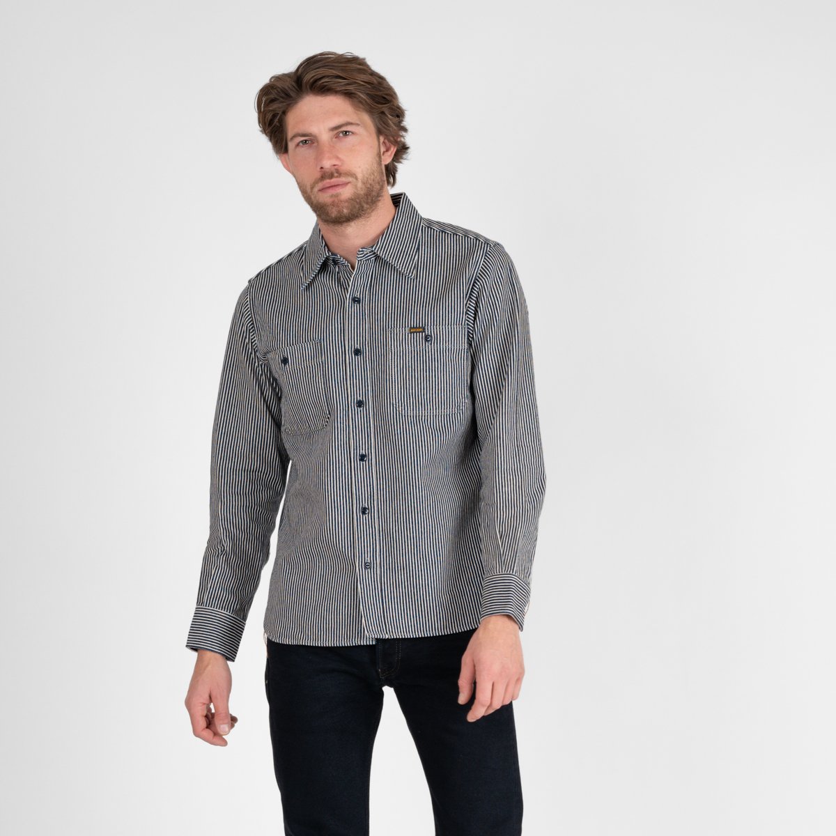 IHSH-274 12OZ HICKORY STRIPE WORK SHIRT