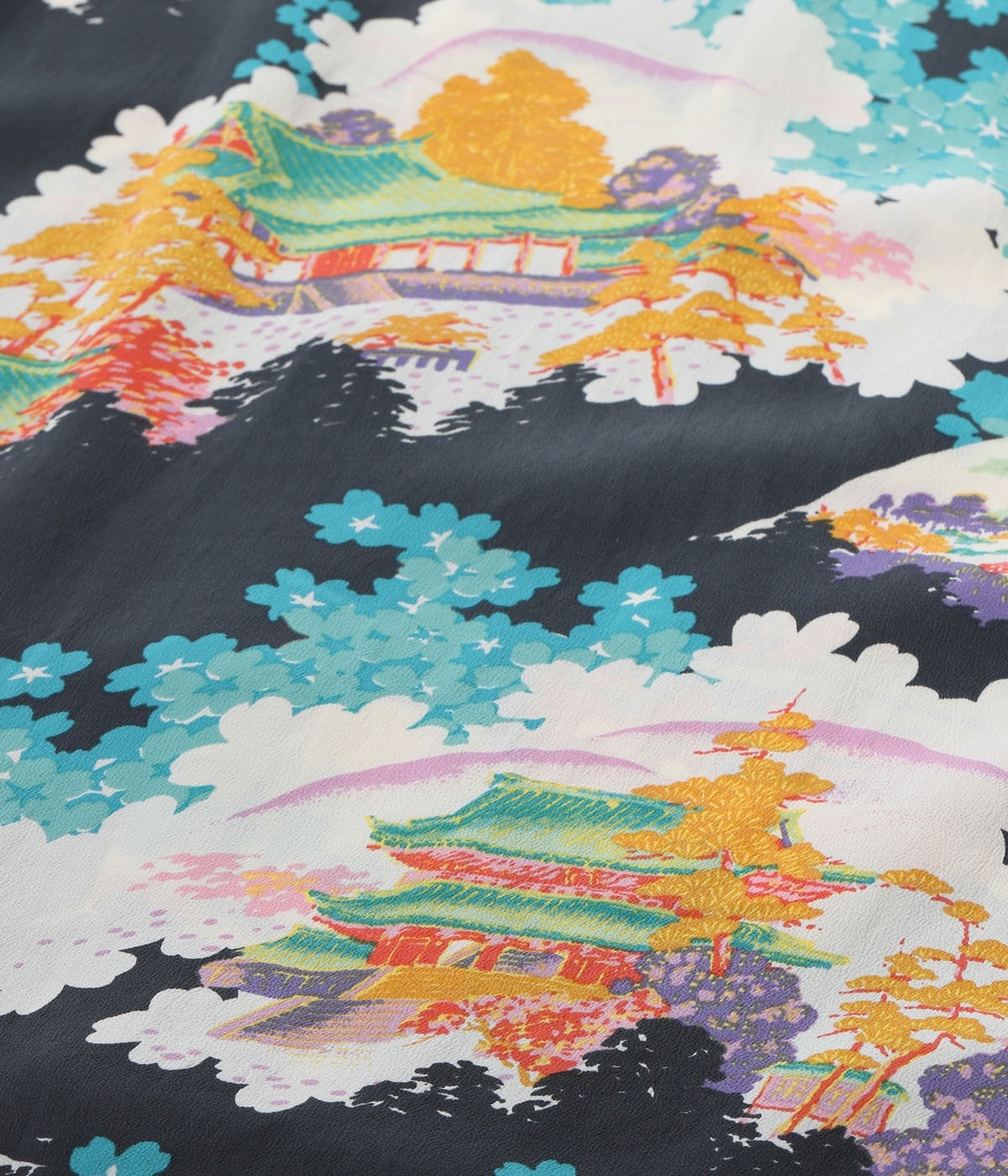 SS39618 RAYON HAWAIIAN SHIRT “ANCIENT CAPITAL” - BLACK