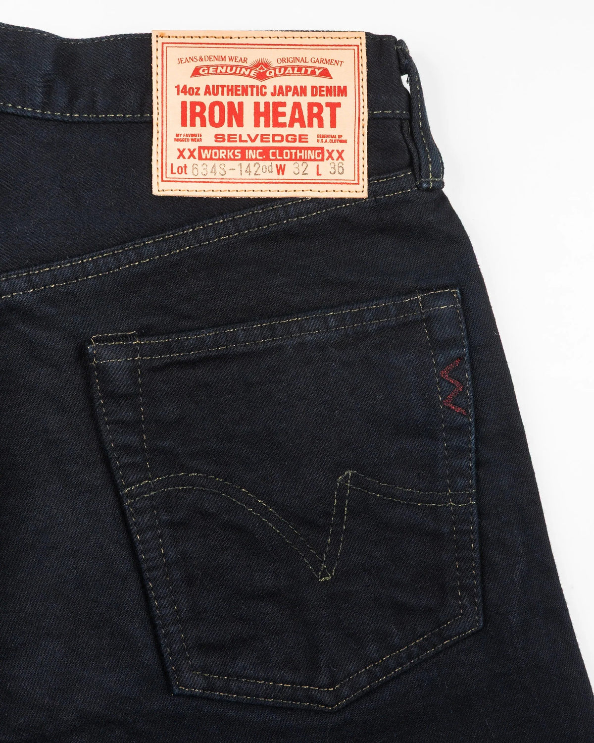 IH-634S-142od 14oz Selvedge Denim Straight Cut Jeans - Indigo Overdyed Black