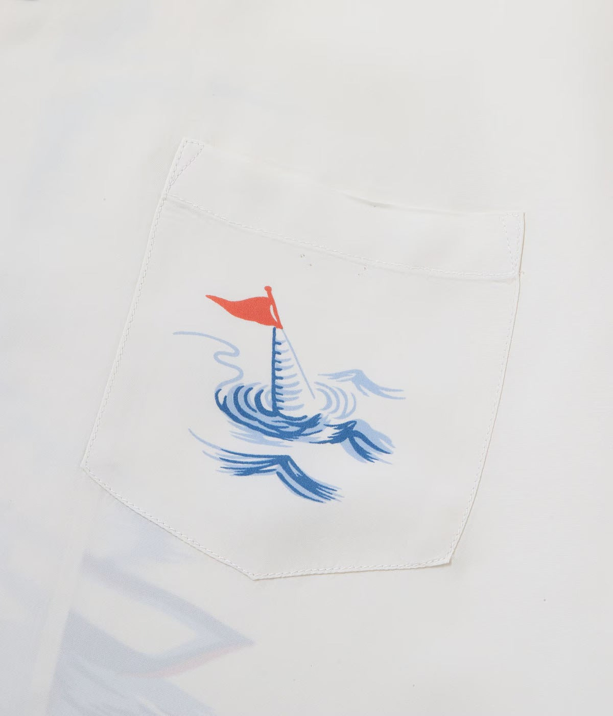 SS39630 RAYON HAWAIIAN SHIRT “WATER SKIING” - OFF WHITE
