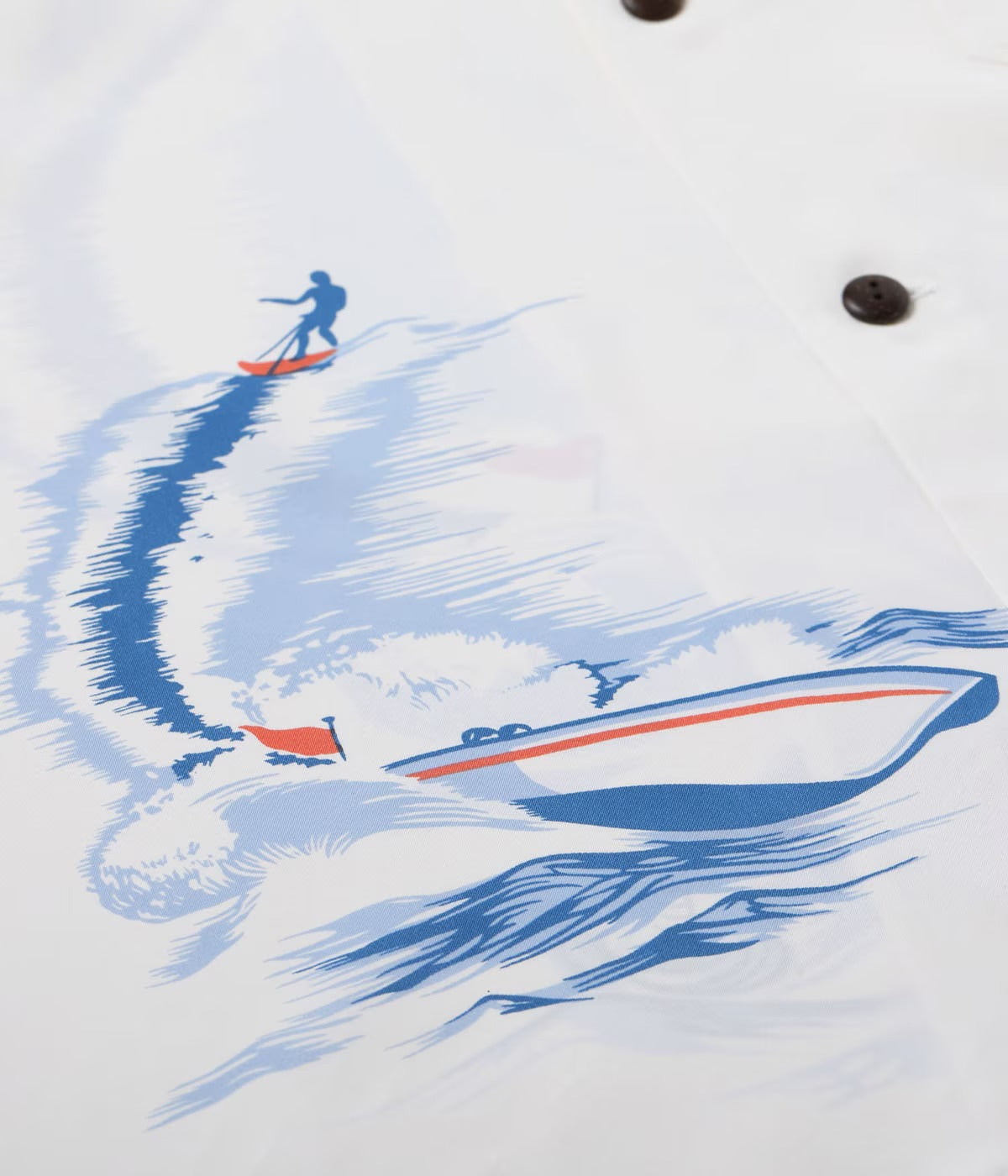 SS39630 RAYON HAWAIIAN SHIRT “WATER SKIING” - OFF WHITE