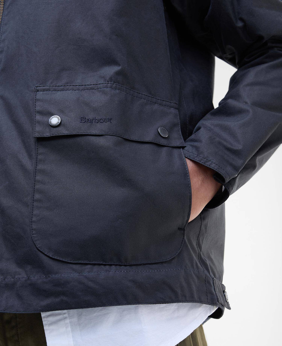 SHORT BEDALE WAX JACKET - NAVY
