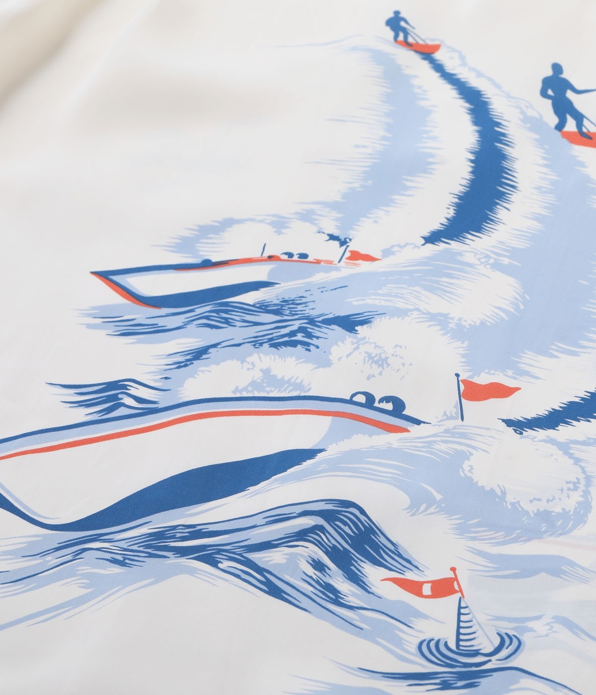 SS39630 RAYON HAWAIIAN SHIRT “WATER SKIING” - OFF WHITE