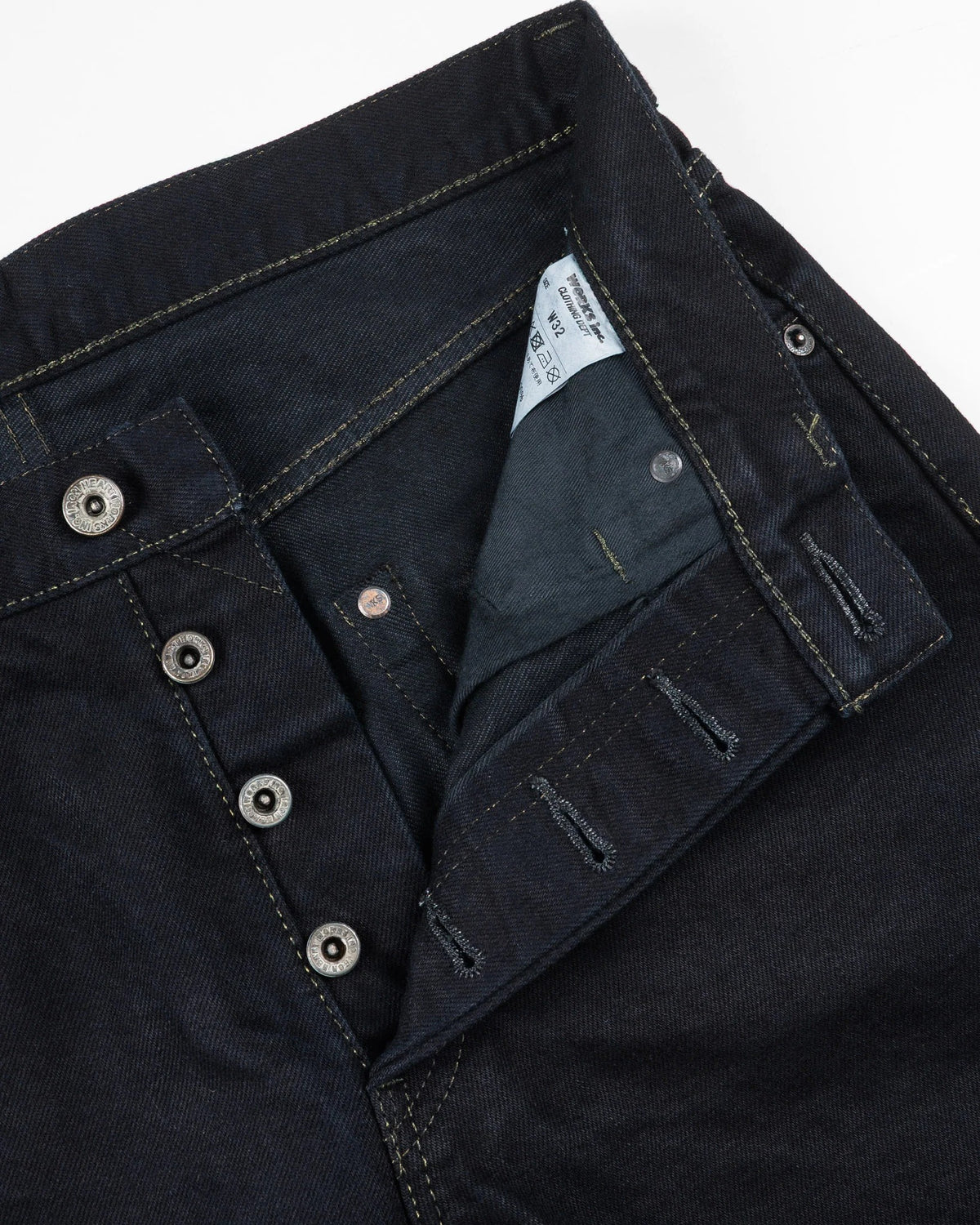 IH-634S-142od 14oz Selvedge Denim Straight Cut Jeans - Indigo Overdyed Black
