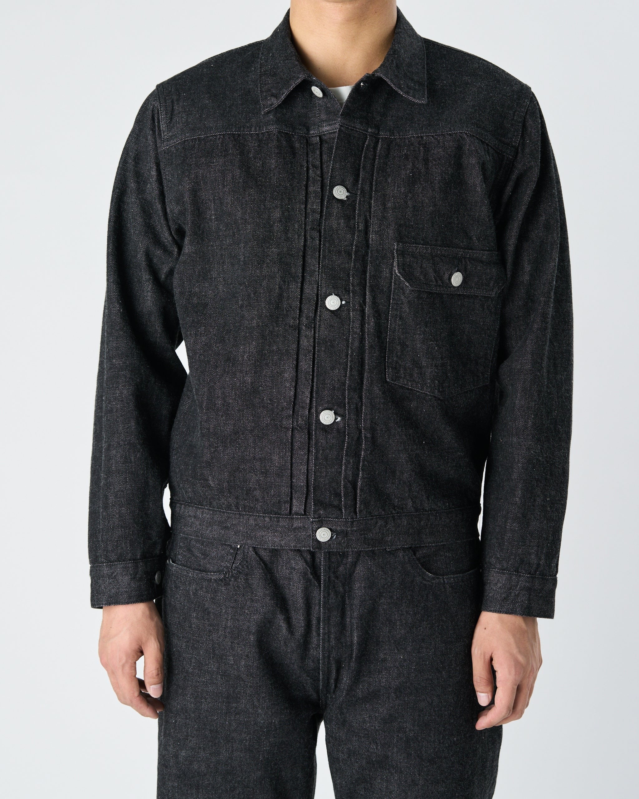 2107BK Type 1 Black Denim Jacket - BLACK