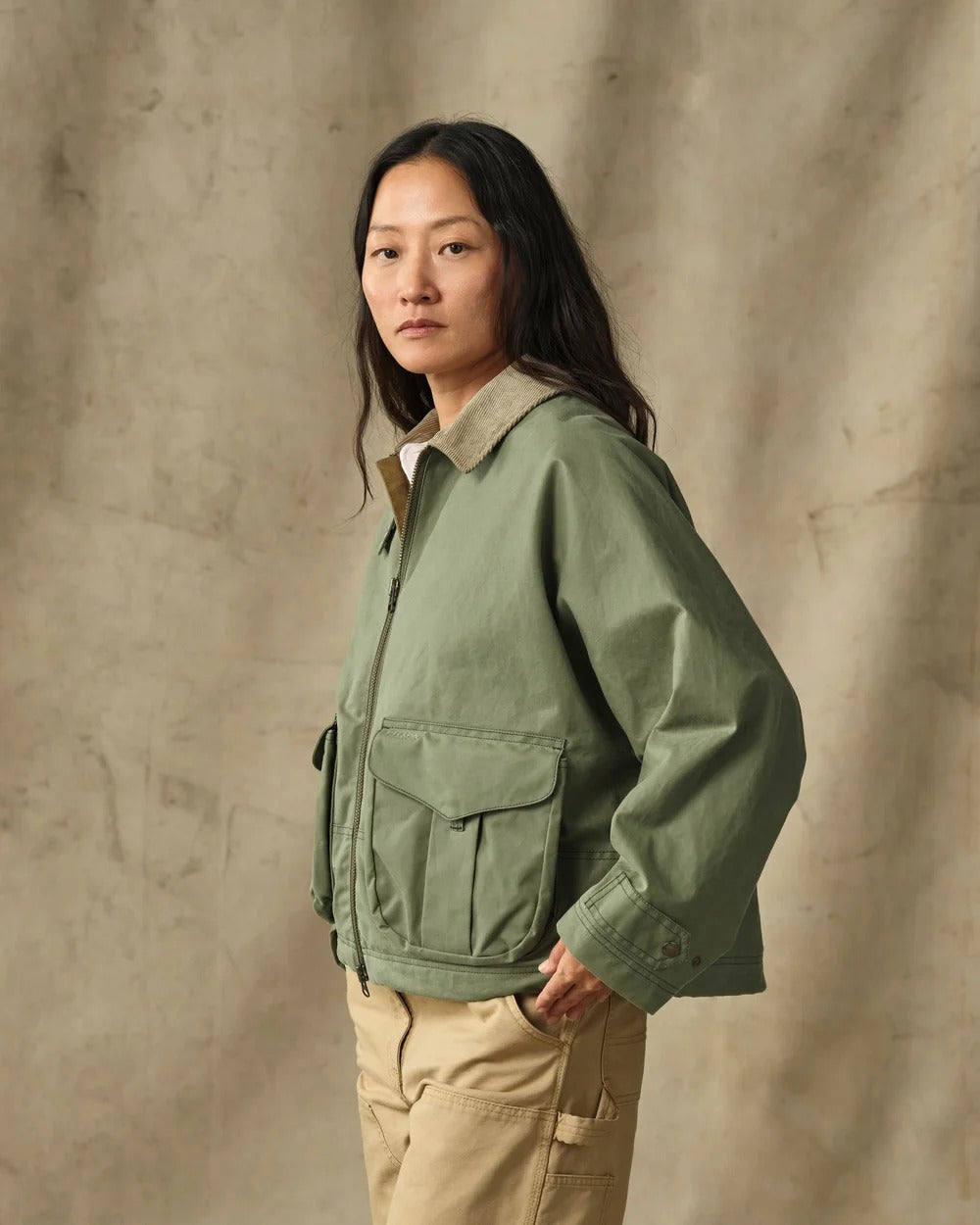 Women's Shelter Cloth Short Work Jacket - SAGE OLIVE